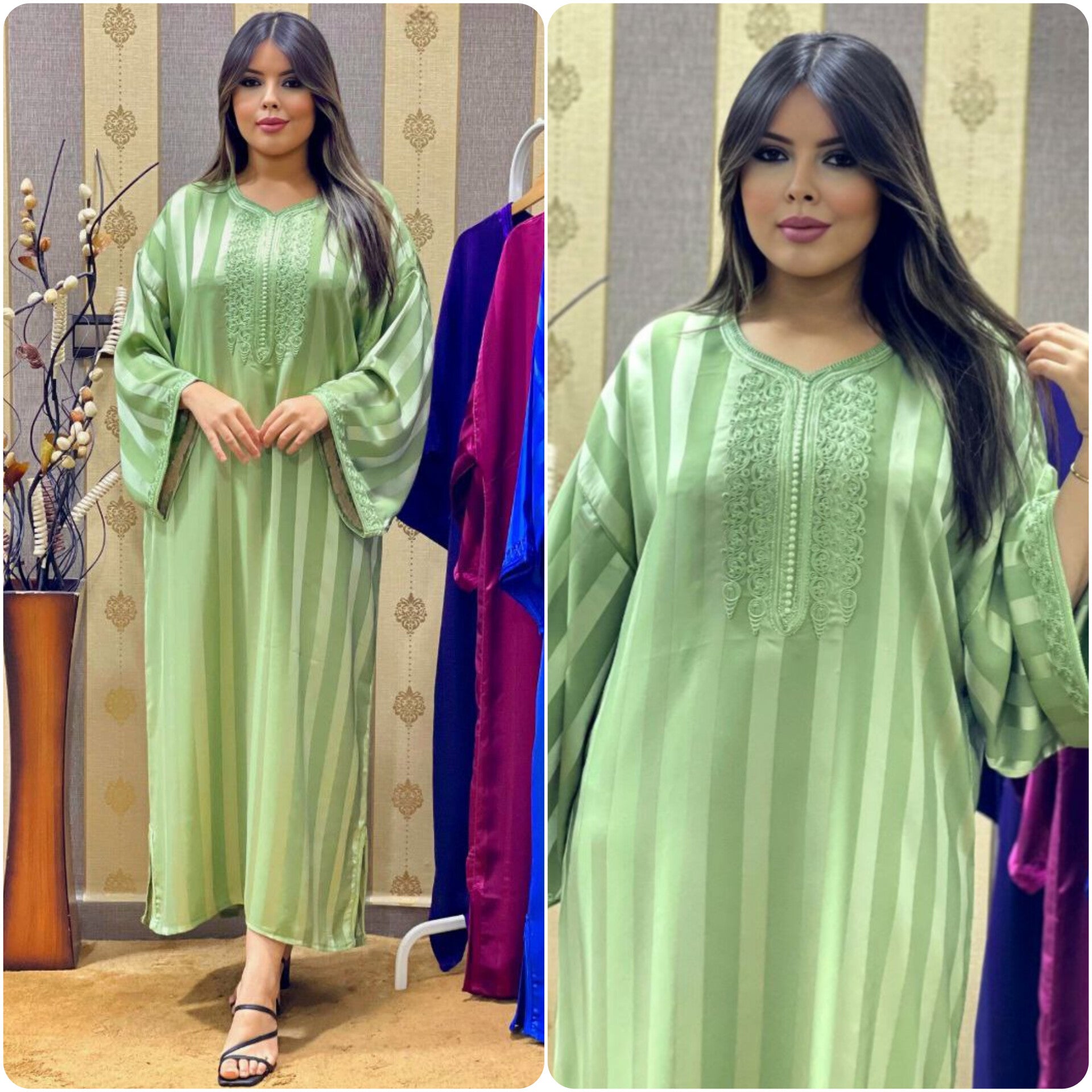 Caftan Jawhara 1104 M Vert Pistache