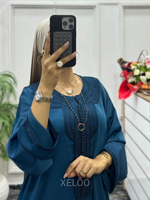 Caftan Gandoura Gazelle Bleu Pétrole