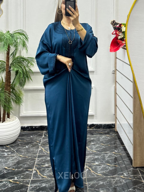 Caftan Gandoura Gazelle Bleu Pétrole