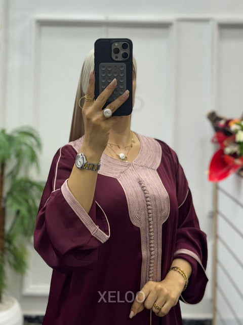 Caftan Gandoura Gazelle Bordeau