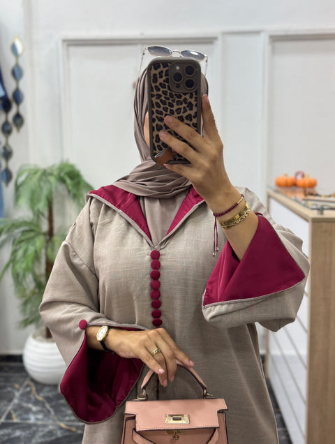 JELLABA EN LAINE TAUPE