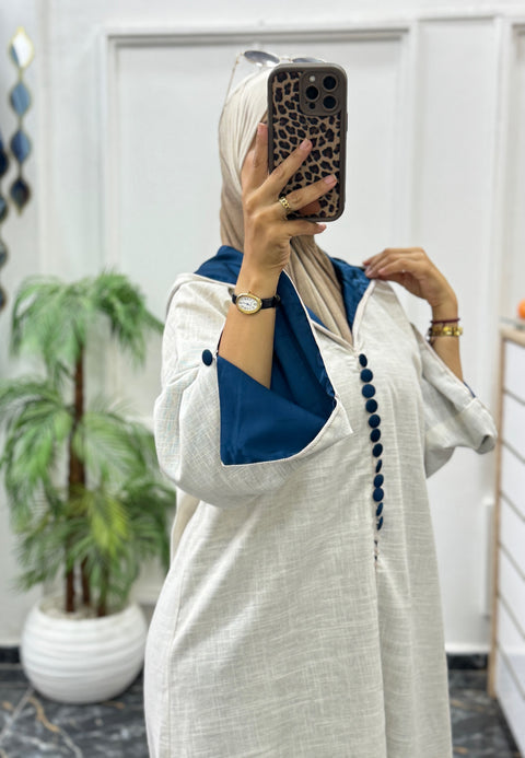 JELLABA EN LAINE BLANC CASSÉ