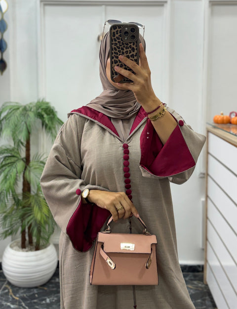 JELLABA EN LAINE TAUPE