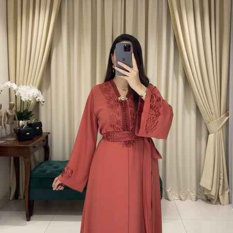 Caftan Zayna en Crêpe unicouleurs