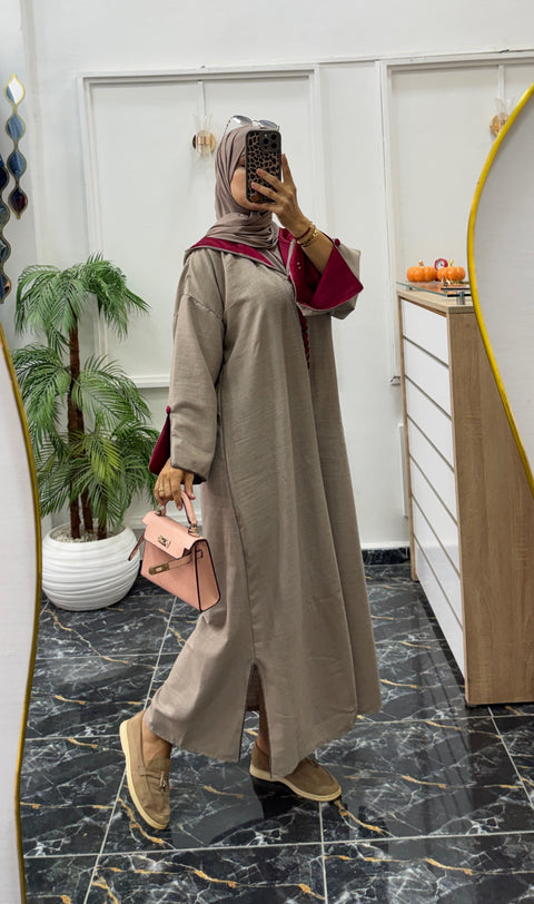 JELLABA EN LAINE TAUPE