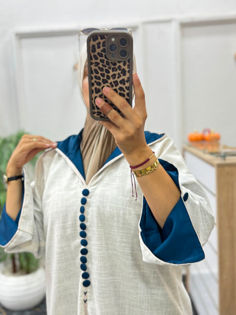 JELLABA EN LAINE BLANC CASSÉ