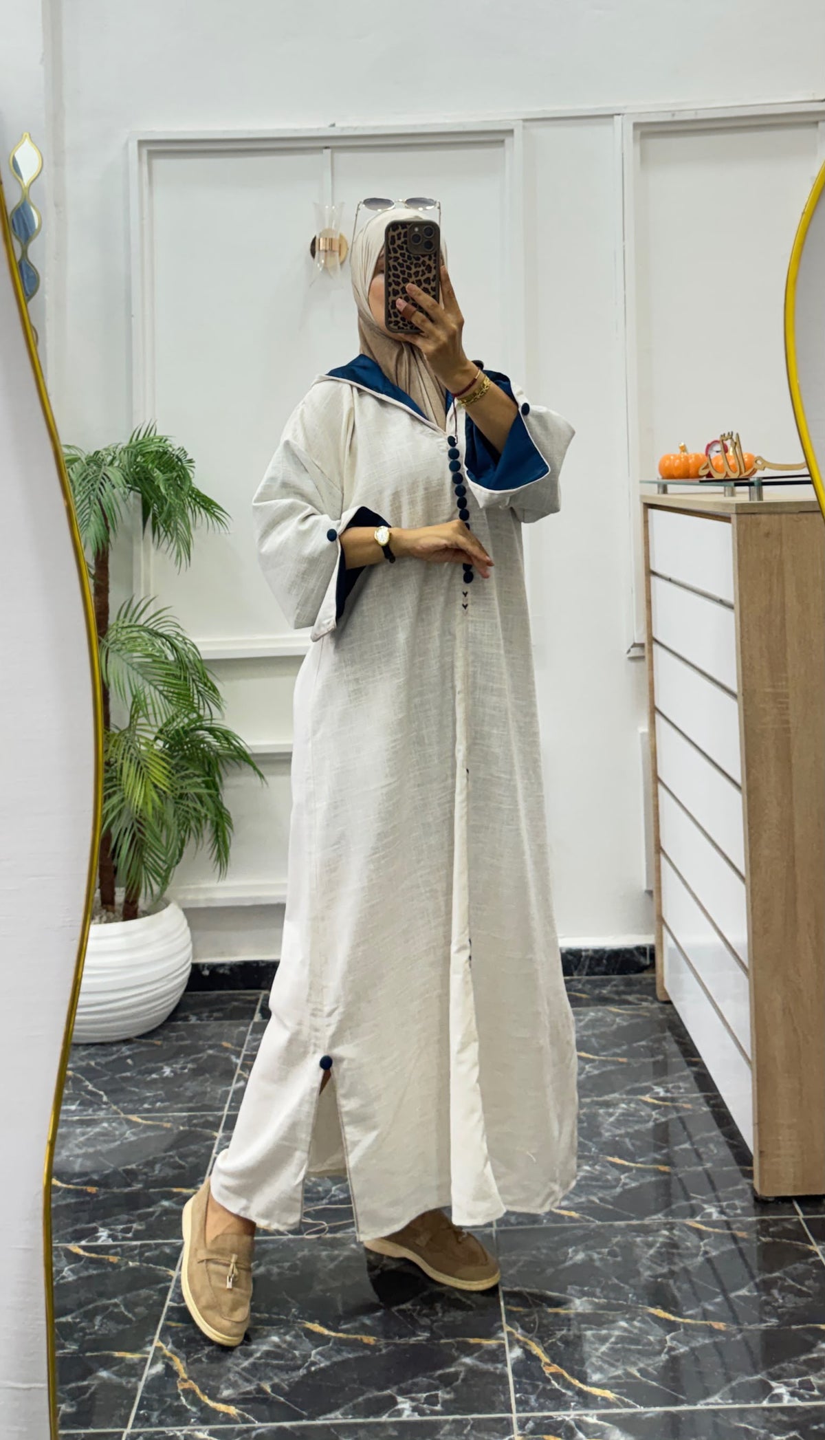JELLABA EN LAINE BLANC CASSÉ