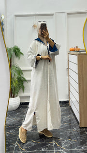 JELLABA EN LAINE BLANC CASSÉ