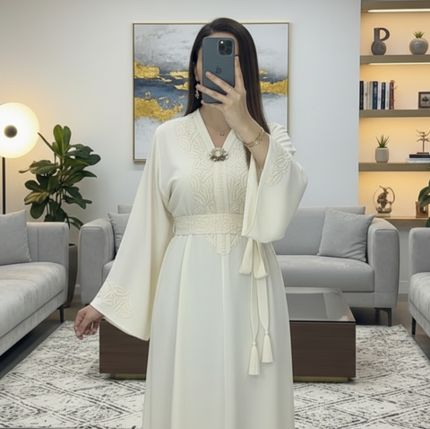 Caftan Zayna en Crêpe unicouleurs