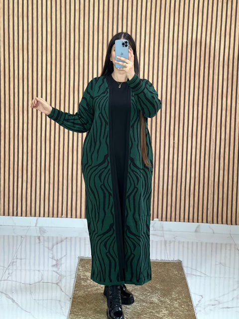 Ensemble 2 Pièces Vert Robe et cape