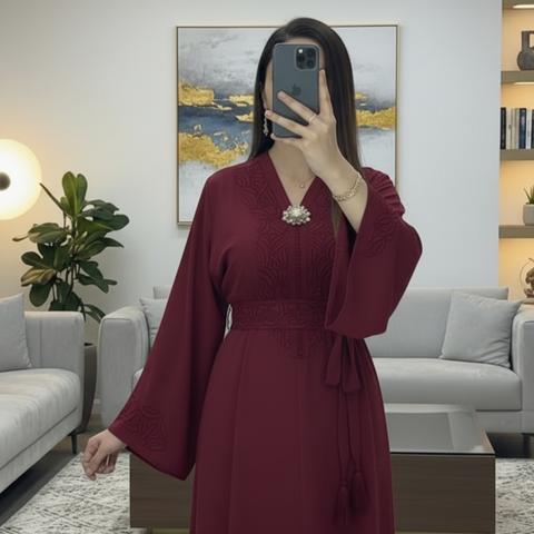 Caftan Zayna en Crêpe unicouleurs