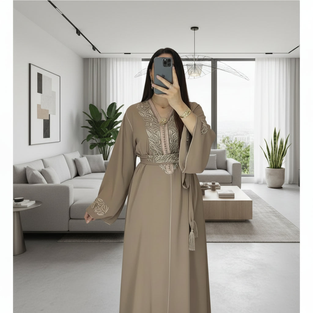 Caftan Zayna en Crêpe unicouleurs