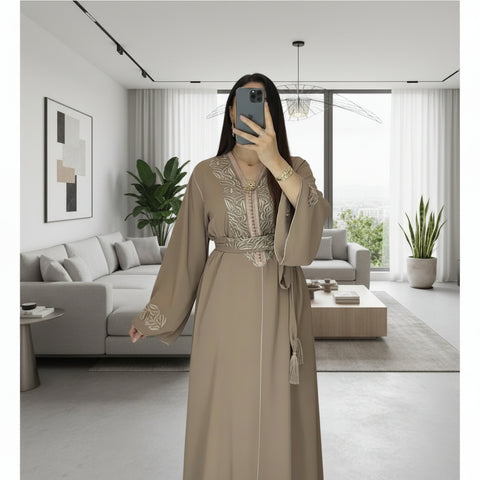 Caftan Zayna en Crêpe unicouleurs