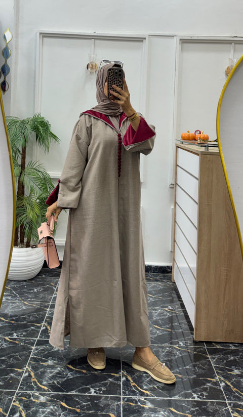JELLABA EN LAINE TAUPE